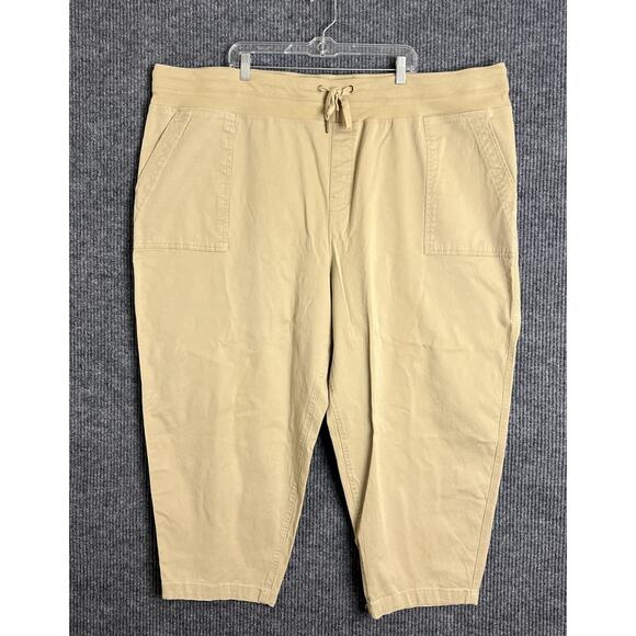Terra & Sky Womens Pull On Pants Size 4X Tan Elastic Waist Comfort Pockets - Picture 1 of 11